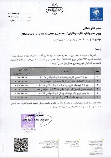 کاهش قیمت محصولات ایران خودرو