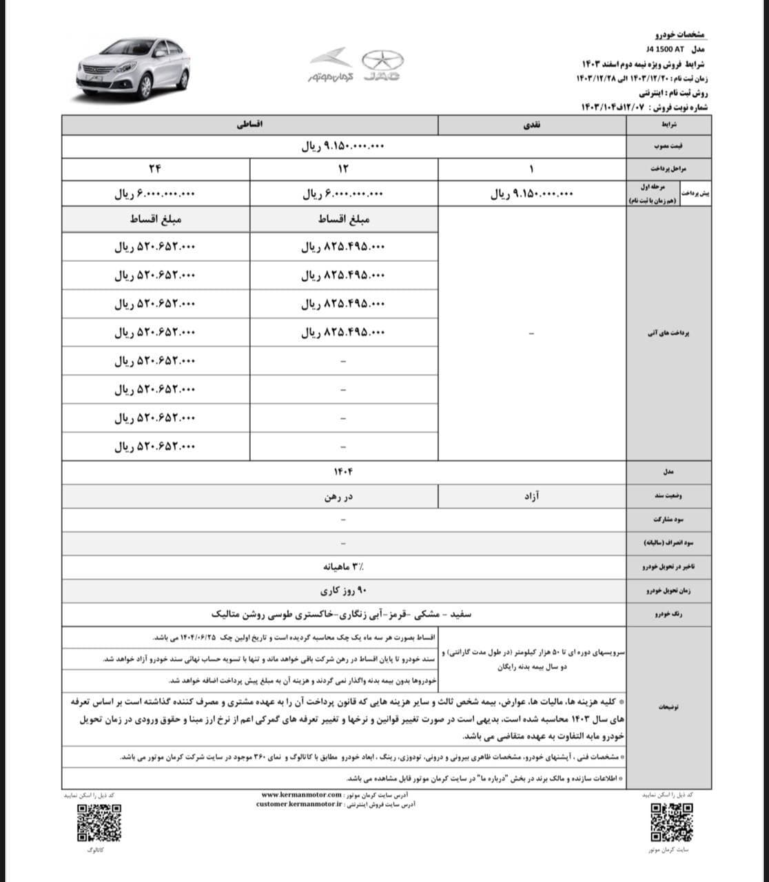  فروش نقدی و اقساطی محصولات کرمان موتور