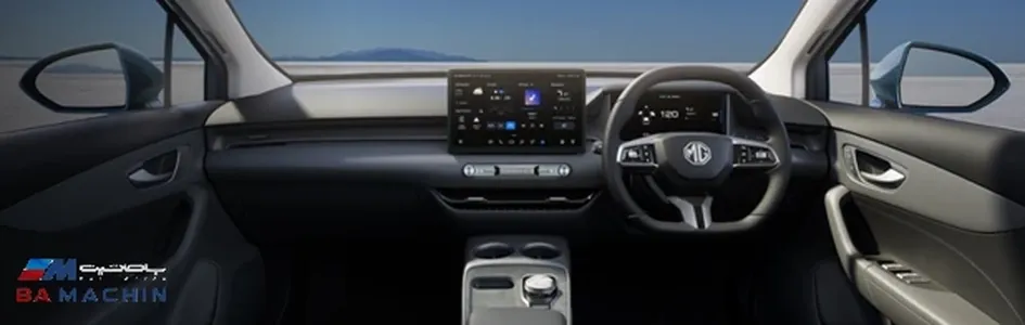 نمای کابین MG4 EV با نمایشگر مرکزی، فرمان چند منظوره و طراحی مدرن فضای عمومی نمای کابین MG4 EV با نمایشگر مرکزی، فرمان چند منظوره و طراحی مدرن فضای عمومی