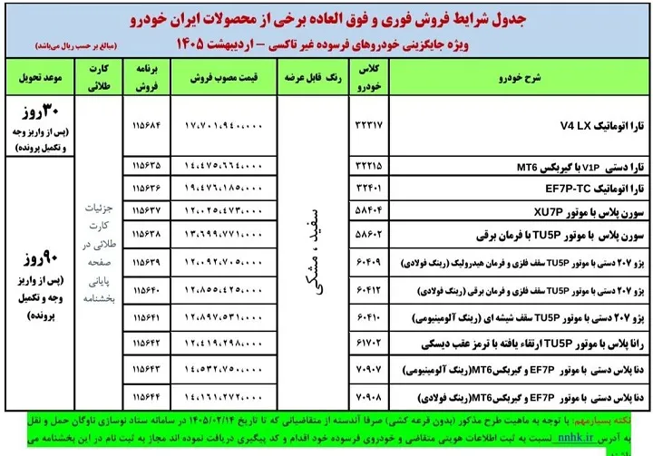 فروش بدون قرعه&zwnj;کشی ایران&zwnj;خودرو ویژه جایگزینی خودرو فرسوده در اردیبهشت ۱۴۰۵