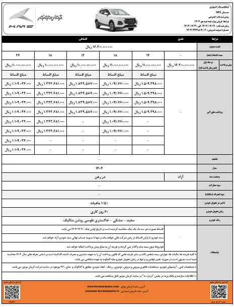 آغاز فروش کی ام سی SR3- مهر 1404 آغاز فروش کی ام سی SR3- مهر 1404